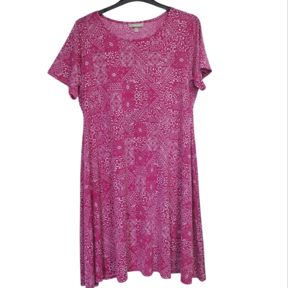 Woman Within Pink/ White Dress Lightweight Size 18/20